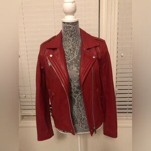 Genuine leather dark red leather jacket by amaryllis size m